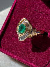 Load image into Gallery viewer, Emerald & Diamond 14k Gold Ring Size 9