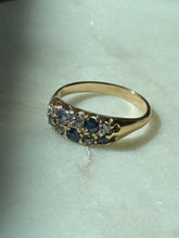 Load image into Gallery viewer, Antique Blue Sapphire & Diamond 18k Gold Ring Size 6.75