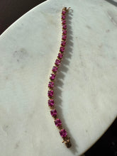 Load image into Gallery viewer, Pink Synthetic Stone Gold Vermeil Tennis Bracelet 7.25”