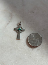 Load image into Gallery viewer, Green Enamel Sterling Silver Cross Pendant