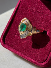 Load image into Gallery viewer, Emerald & Diamond 14k Gold Ring Size 9