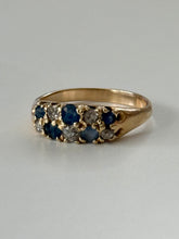 Load image into Gallery viewer, Antique Blue Sapphire & Diamond 18k Gold Ring Size 6.75