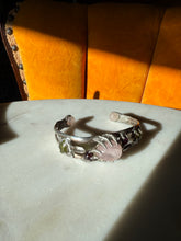 Load image into Gallery viewer, Chunky Rose Quartz Sterling Silver Cuff Bracelet 6.25”