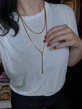 Load image into Gallery viewer, Italian 18k Yellow Gold Box Link Double Chain Lariat Tassel Necklace 20”