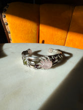 Load image into Gallery viewer, Chunky Rose Quartz Sterling Silver Cuff Bracelet 6.25”