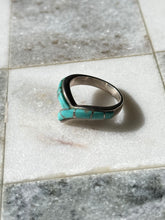 Load image into Gallery viewer, Turquoise Inlay Sterling Silver Ring Size 9.25
