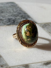 Load image into Gallery viewer, Vintage Southwestern 14k Gold Turquoise Ring Size 5.25
