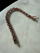 Load image into Gallery viewer, Pink Synthetic Stone Gold Vermeil Tennis Bracelet 7.25”
