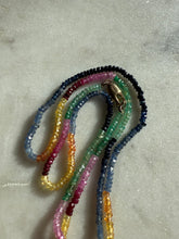 Load image into Gallery viewer, Multicolor Natural Sapphire Beaded Necklace w/ 14k Gold Clasp 22”