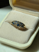 Load image into Gallery viewer, Antique Blue Sapphire & Diamond 18k Gold Ring Size 6.75