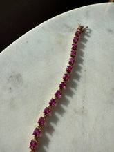 Load image into Gallery viewer, Pink Synthetic Stone Gold Vermeil Tennis Bracelet 7.25”