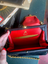 Load image into Gallery viewer, 1960s Black Purse w/ Gold Tone Biker Chain Straps