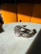 Load image into Gallery viewer, Chunky Rose Quartz Sterling Silver Cuff Bracelet 6.25”