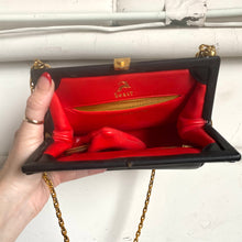 Load image into Gallery viewer, 1960s Black Purse w/ Gold Tone Biker Chain Straps