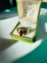 Load image into Gallery viewer, y2k Red Glass Gold Vermeil Ring Size 9.5