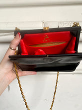 Load image into Gallery viewer, 1960s Black Purse w/ Gold Tone Biker Chain Straps