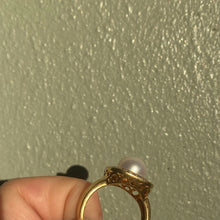 Load image into Gallery viewer, Gold Vermeil Pearl Ring Size 11