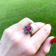 Load image into Gallery viewer, Vintage Flower Halo Sterling Silver Ring Size 5.75