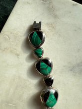 Load image into Gallery viewer, Malachite & Black Onyx Inlay 950 Silver Bracelet 6”