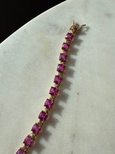 Load image into Gallery viewer, Pink Synthetic Stone Gold Vermeil Tennis Bracelet 7.25”