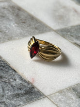 Load image into Gallery viewer, y2k Red Glass Gold Vermeil Ring Size 9.5