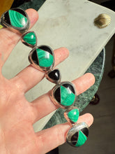 Load image into Gallery viewer, Malachite & Black Onyx Inlay 950 Silver Bracelet 6”