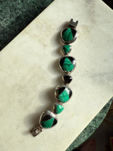 Load image into Gallery viewer, Malachite & Black Onyx Inlay 950 Silver Bracelet 6”