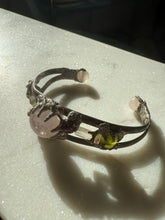 Load image into Gallery viewer, Chunky Rose Quartz Sterling Silver Cuff Bracelet 6.25”