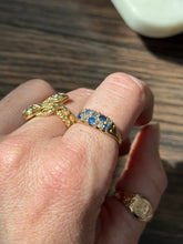 Load image into Gallery viewer, Antique Blue Sapphire & Diamond 18k Gold Ring Size 6.75