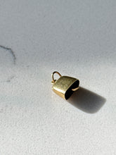 Load image into Gallery viewer, Art Deco Swiss White Enamel Edelweiss Flower Cow Bell 14k Gold Charm