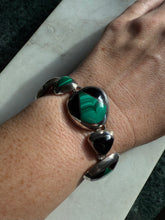 Load image into Gallery viewer, Malachite & Black Onyx Inlay 950 Silver Bracelet 6”