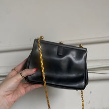 Load image into Gallery viewer, 1960s Black Purse w/ Gold Tone Biker Chain Straps