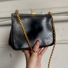 Load image into Gallery viewer, 1960s Black Purse w/ Gold Tone Biker Chain Straps
