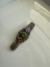 Load image into Gallery viewer, Peridot Citrine Amethyst Sterling Silver Brooch