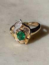 Load image into Gallery viewer, Emerald & Diamond 14k Gold Ring Size 9