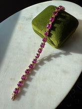 Load image into Gallery viewer, Pink Synthetic Stone Gold Vermeil Tennis Bracelet 7.25”