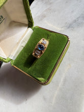 Load image into Gallery viewer, Antique Blue Sapphire Sugarloaf Cabochon Diamond Ring