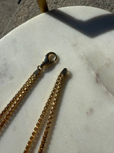 Load image into Gallery viewer, Italian 18k Yellow Gold Box Link Double Chain Lariat Tassel Necklace 20”