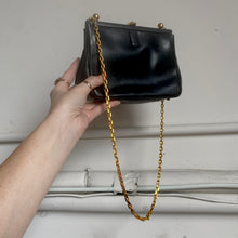 Load image into Gallery viewer, 1960s Black Purse w/ Gold Tone Biker Chain Straps