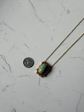 Load image into Gallery viewer, Art Deco Era Etched 14k Gold Turquoise Necklace