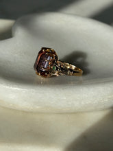 Load image into Gallery viewer, Victorian Purple Spinel 18k Gold Ring w/ Rose Cut Diamonds & Emeralds Size 6.5