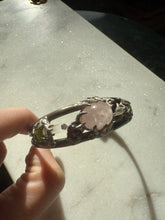 Load image into Gallery viewer, Chunky Rose Quartz Sterling Silver Cuff Bracelet 6.25”