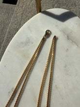 Load image into Gallery viewer, Italian 18k Yellow Gold Box Link Double Chain Lariat Tassel Necklace 20”