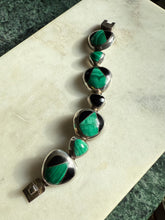 Load image into Gallery viewer, Malachite & Black Onyx Inlay 950 Silver Bracelet 6”