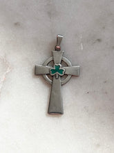 Load image into Gallery viewer, Green Enamel Sterling Silver Cross Pendant