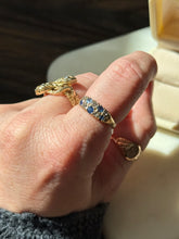 Load image into Gallery viewer, Antique Blue Sapphire & Diamond 18k Gold Ring Size 6.75