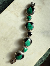Load image into Gallery viewer, Malachite & Black Onyx Inlay 950 Silver Bracelet 6”