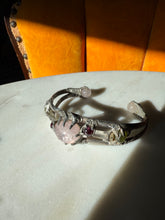 Load image into Gallery viewer, Chunky Rose Quartz Sterling Silver Cuff Bracelet 6.25”