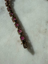 Load image into Gallery viewer, Pink Synthetic Stone Gold Vermeil Tennis Bracelet 7.25”