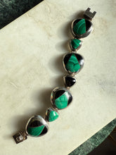 Load image into Gallery viewer, Malachite & Black Onyx Inlay 950 Silver Bracelet 6”